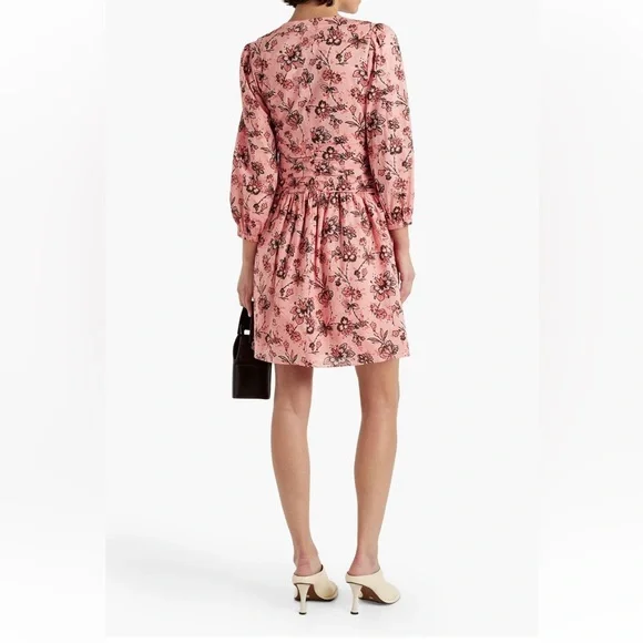 Derek Lam 10 Amelia Floral Gathered Mini Dress Size 2 - Picture 10 of 10